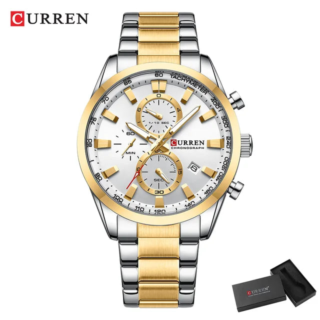 Relógio CURREN dourado/prata masculino 44mm