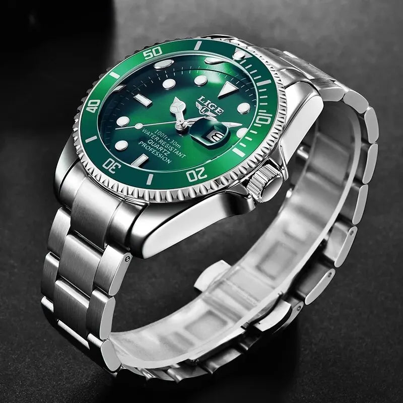 Relógio LIGE Rolex aço inoxidável masculino 42mm